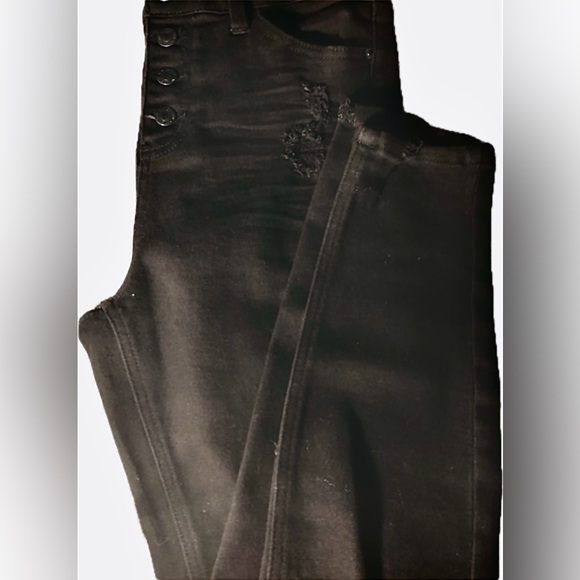 BLACK VANILLA STAR high rise Jeggings! Destructed Sz 9 - Picture 2 of 15